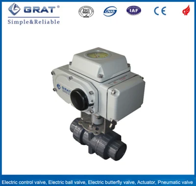 DC24V Dn50 CPVC Electric Ball Valve with on/off Feedback Signal